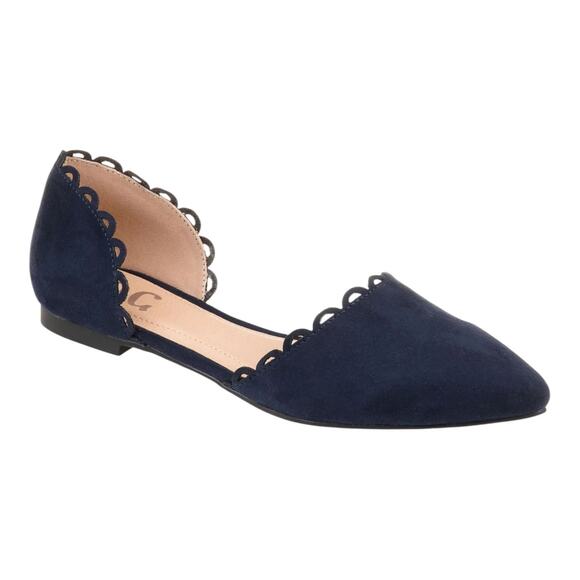 Journee Women's Jezlin Scalloped Flats Blue Size 5 1/2 - Picture 1 of 5